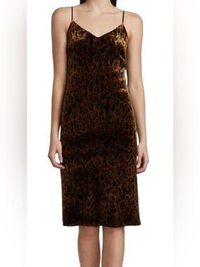 L’Agence Indie Leopard Print luxe Velvet Slip Dress